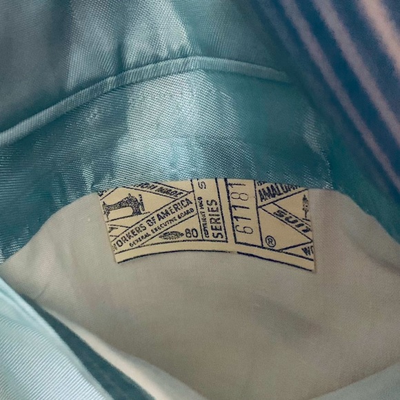 Vintage 1960s Oxford House Suit Jacket Blazer Blue/White Pinstripe Amalgamated - Picture 9 of 11